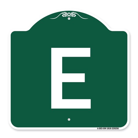 Signmission Designer Series Sign-Sign W/ Letter E, Green & White Aluminum Sign, 18" x 18", GW-1818-22956 A-DES-GW-1818-22956